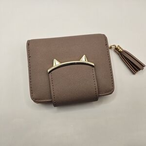Cat Ears Wallet with Gold Accents - Brown
